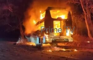 ಹೊತ್ತಿ ಉರಿದ ಖಾಸಗಿ ಬಸ್ : ಎಂಟು ಮಂದಿಗೆ ಗಾಯ…!!