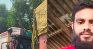 ಲಾರಿಗಳ ನಡುವೆ ಭೀಕರ ಅಪಘಾತ : ಯುವಕನೋರ್ವ ಸಾವು…!!