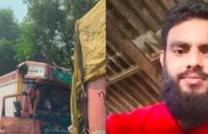 ಲಾರಿಗಳ ನಡುವೆ ಭೀಕರ ಅಪಘಾತ : ಯುವಕನೋರ್ವ ಸಾವು…!!