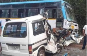 ಕೆಎಸ್ಆರ್ಟಿಸಿ ಬಸ್ ಹಾಗೂ ಓಮಿನಿ ನಡುವೆ ಭೀಕರ ಅಪಘಾತ : ಓಮಿನಿ ಚಾಲಕ ಮೃತ್ಯು