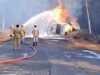 ಚಾಲಕನ ನಿಯಂತ್ರಣ ತಪ್ಪಿ ಪಲ್ಟಿಯಾಗಿ ಹೊತ್ತಿ ಉರಿದ ಎಥನಾಲ್ ತುಂಬಿದ್ದ ಟ್ಯಾಂಕರ್…!!