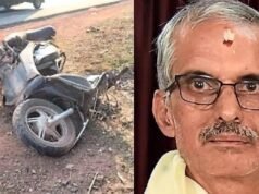 ರಾಷ್ಟ್ರೀಯ ಹೆದ್ದಾರಿಯಲ್ಲಿ ಭೀಕರ ಅಪಘಾತ; ಸ್ಕೂಟಿ ಸವಾರ ಸ್ಥಳದಲ್ಲೇ ಸಾವು, ಗೂಡ್ಸ್ ಚಾಲಕ ಗಂಭೀರ