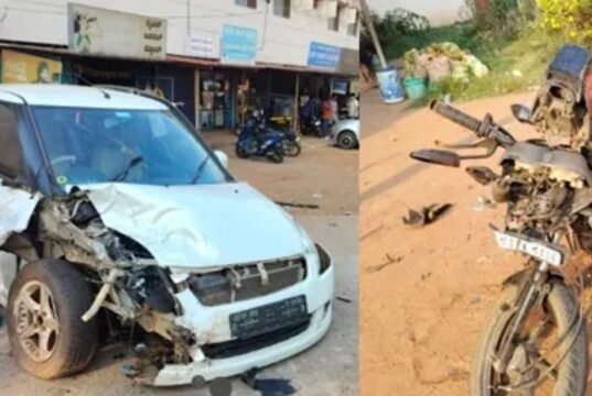 ನಿಟ್ಟೆ ಕಾಲೇಜಿನ ಬಳಿ ಭೀಕರ ಅಪಘಾತ : ಬೈಕಿಗೆ ಕಾರು ಡಿಕ್ಕಿಯಾಗಿ ತಂದೆ ಮೃತ್ಯು, ಮಗಳು ಗಂಭೀರ…!!