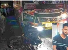 ಶಿವಮೊಗ್ಗ : ಖಾಸಗಿ ಬಸ್ ಹಾಗೂ ಬೈಕ್ ನಡುವೆ ಮುಖಾಮುಖಿ ಡಿಕ್ಕಿ…!