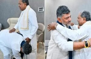 ಭಾವುಕ ಕ್ಷಣಕ್ಕೆ ಸಾಕ್ಷಿಯಾದ ಬ್ರೇಕ್ ಫಾಸ್ಟ್ ಮೀಟಿಂಗ್ : ಸಿದ್ದರಾಮಯ್ಯ ಕಾಲಿಗೆ ಬಿದ್ದು ಆಶೀರ್ವಾದ ಪಡೆದ ಡಿ.ಕೆ ಶಿವಕುಮಾರ್…!!