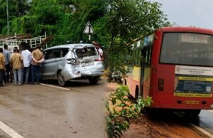 ಅಂಬ್ಯುಲೆನ್ಸ್ಗೆ ದಾರಿ ಬಿಡುವ ವೇಳೆ ಸರಣಿ ಡಿಕ್ಕಿ : ತಪ್ಪಿದ ಭಾರೀ ಅನಾಹುತ..!!