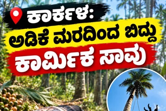 ಕಾರ್ಕಳ: ಅಡಿಕೆ ಮರದಿಂದ ಬಿದ್ದು ಕಾರ್ಮಿಕ ಸಾವು…!!