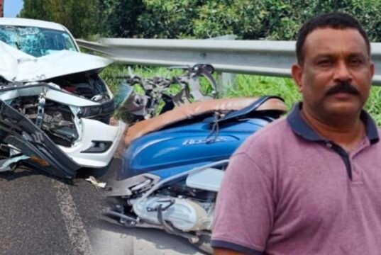 ಕಾರು ಹಾಗೂ ಸ್ಕೂಟರ್ ನಡುವೆ ಭೀಕರ ಅಪಘಾತ : ಸವಾರ ಸಾವು…!!