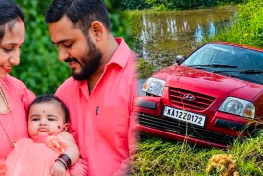 ಕಾರೊಂದು ಕೆರೆಗೆ ಬಿದ್ದು ದಂಪತಿ ಹಾಗೂ ನಾಲ್ಕು ವರ್ಷದ ಮಗು ಮೃತ್ಯು…!!